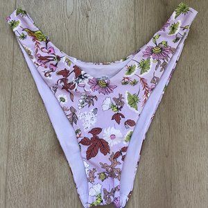 Aerie size large cheeky bikini bottoms purple floral print
